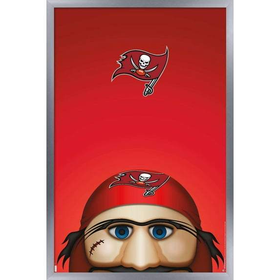 NFL Tampa Bay Buccaneers - S. Preston Mascot Captain Fear 20 Wall Poster, 14.725" x 22.375", Framed