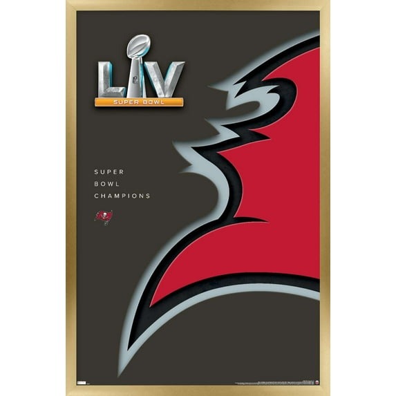 NFL Tampa Bay Buccaneers - Super Bowl LV Minimalist Logo Wall Poster, 14.725" x 22.375", Framed