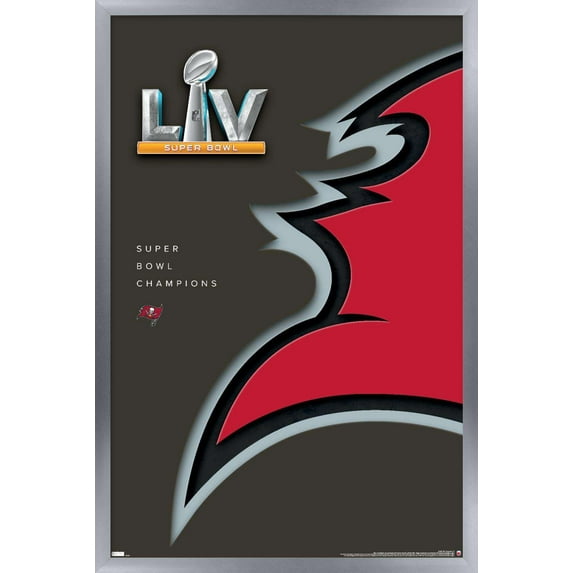 NFL Tampa Bay Buccaneers - Super Bowl LV Minimalist Logo Wall Poster, 22.375" x 34", Framed