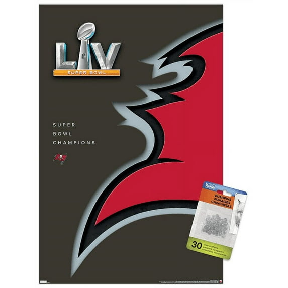 NFL Tampa Bay Buccaneers - Super Bowl LV Minimalist Logo Wall Poster with Pushpins, 14.725" x 22.375"