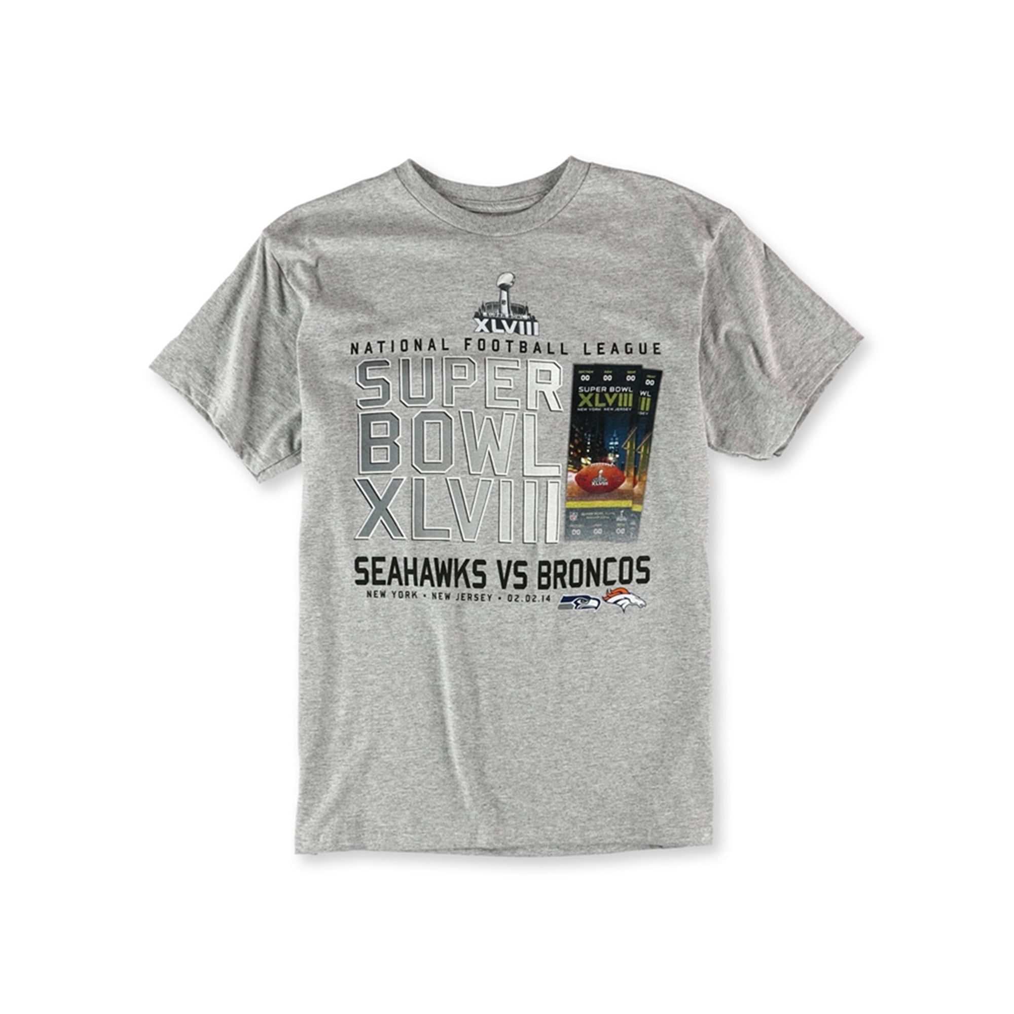NFL Team Apparel Mens Super Bowl XLVIII Graphic T-Shirt, Grey, Medium 