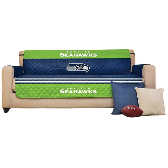 NFL Team Logo Football Sports Fan Furniture Protector Cover, Sofa, Seahawks