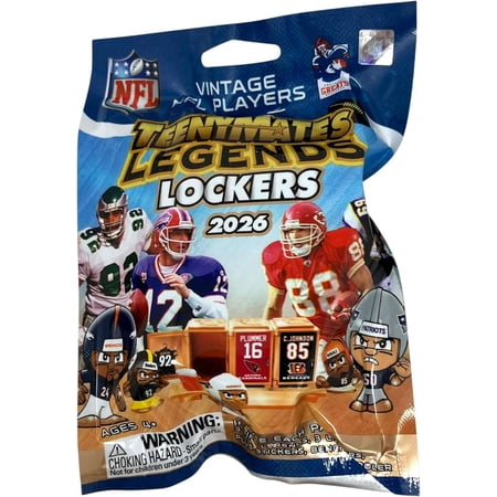 NFL TeenyMates 2026 Football Legends Series 4 LOCKERS Pack [3 RANDOM Figures, 3 Lockers, Stickers, Bench & Cooler]