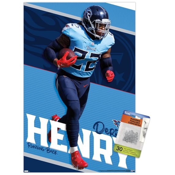 NFL Tennessee Titans - Derrick Henry 22 Wall Poster with Push Pins, 14.725" x 22.375"