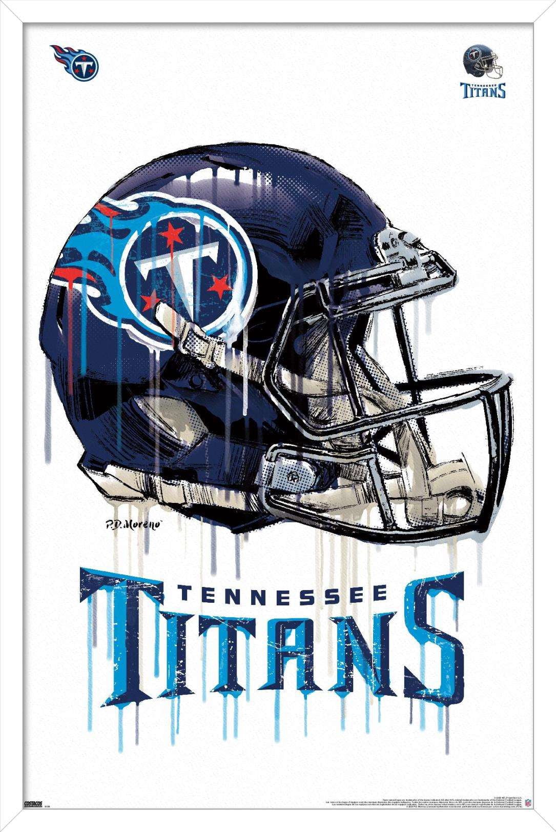 NFL Tennessee Titans - Drip Helmet 20 Wall Poster, 14.725" x 22.375", Framed