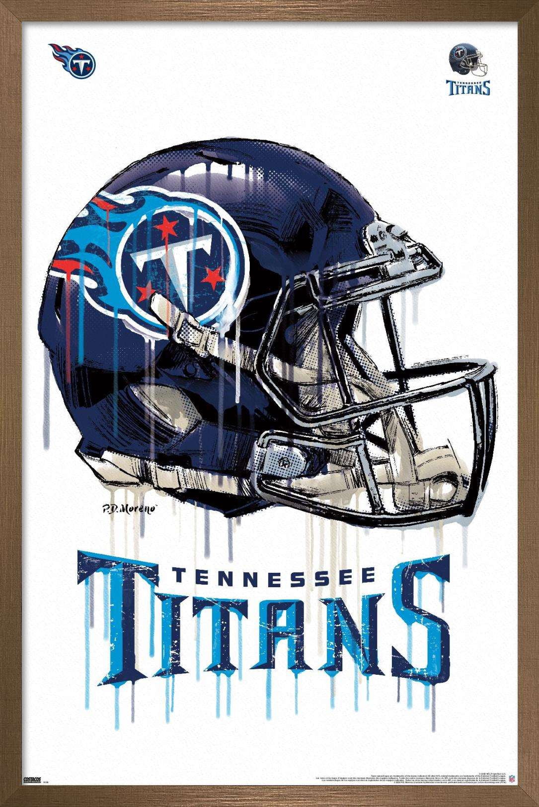 NFL Tennessee Titans - Drip Helmet 20 Wall Poster, 22.375" x 34", Framed