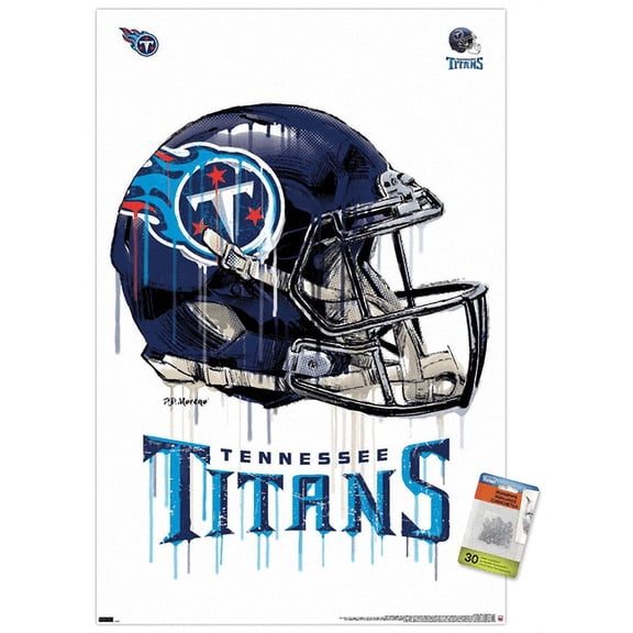 NFL Tennessee Titans - Drip Helmet 20 Wall Poster with Push Pins, 22.375" x 34"