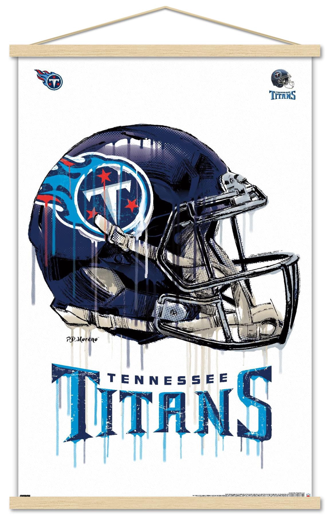 NFL Tennessee Titans - Drip Helmet 20 Wall Poster with Wooden Magnetic Frame, 22.375" x 34"