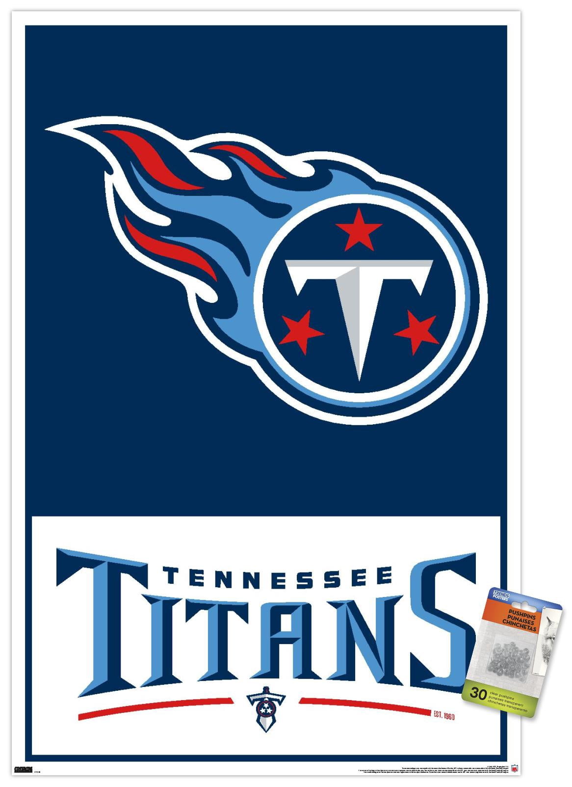NFL Tennessee Titans - Logo 21 Wall Poster with Pushpins, 22.375" x 34"