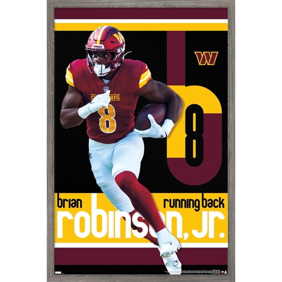 NFL Washington Commanders - Brian Robinson Jr. 24 Wall Poster, 14.725" x 22.375" Framed