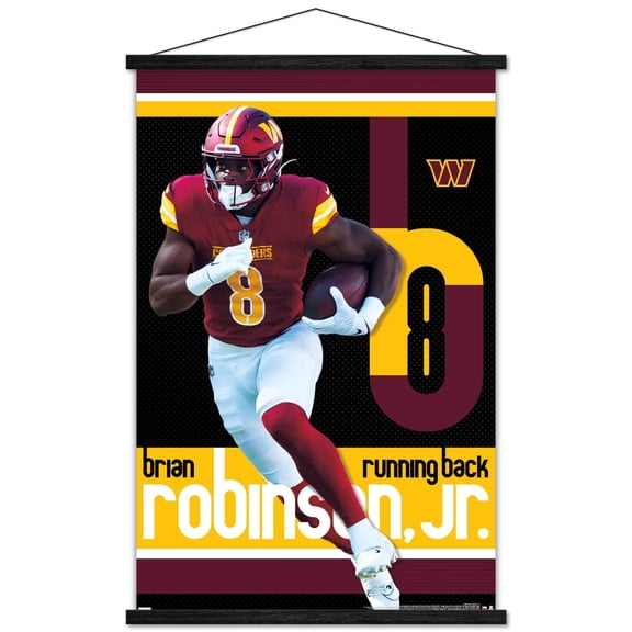 NFL Washington Commanders - Brian Robinson Jr. 24 Wall Poster with Magnetic Frame, 22.375" x 34"