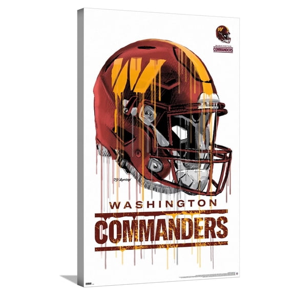NFL Washington Commanders - Drip Helmet 22 Canvas Wall Poster, 22.375" x 34"