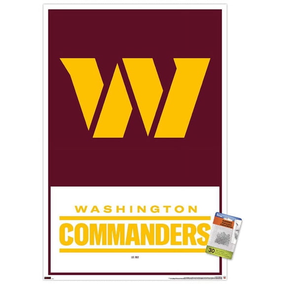 NFL Washington Commanders - Logo 22 Wall Poster with Push Pins, 22.375" x 34"