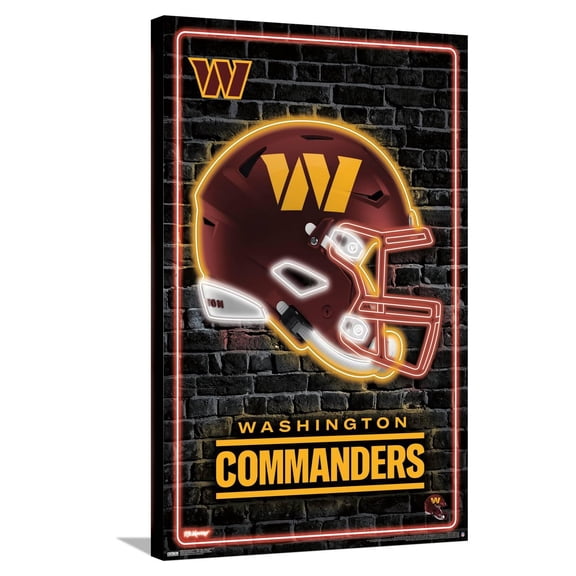 NFL Washington Commanders - Neon Helmet 23 Canvas Wall Poster, 22.375" x 34"