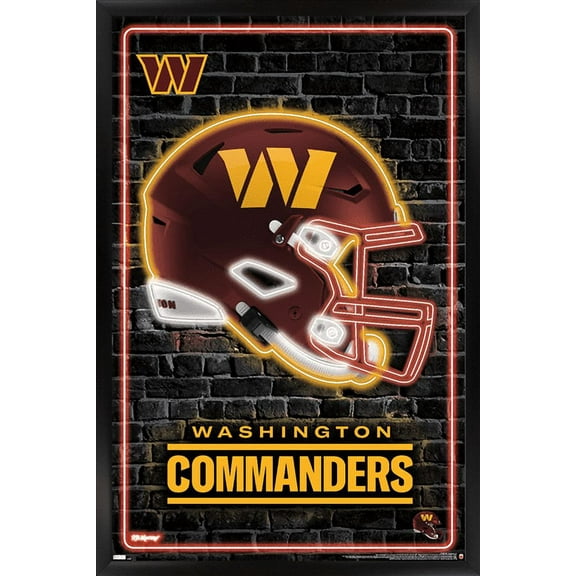 NFL Washington Commanders - Neon Helmet 23 Wall Poster, 14.725" x 22.375" Framed