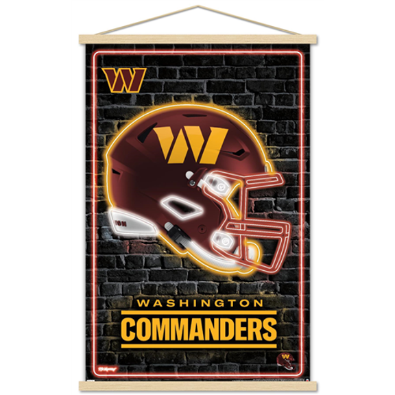 NFL Washington Commanders - Neon Helmet 23 Wall Poster with Magnetic Frame, 22.375" x 34"