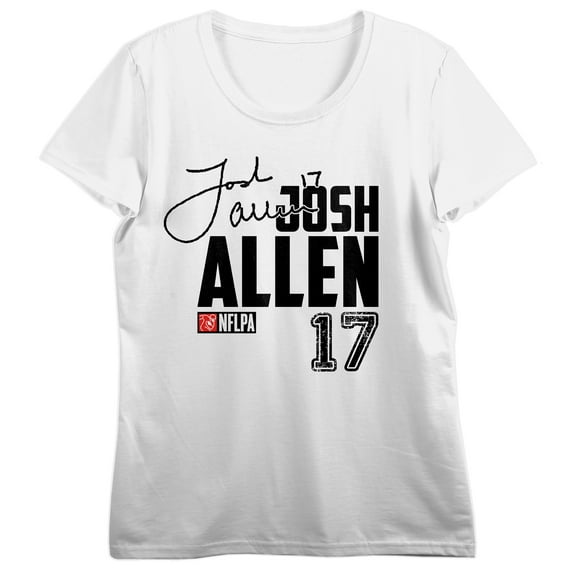 NFLPA J. Allen 17 Women's White Crew Neck Short Sleeve T-shirt-3XL