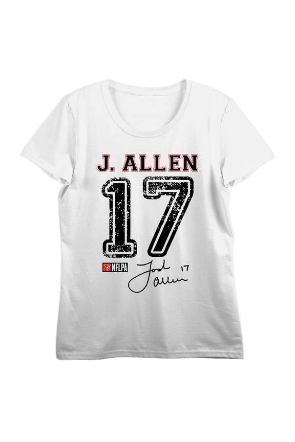 NFLPA J. Allen 17 Women's White Crew Neck Short Sleeve T-shirt-XXL