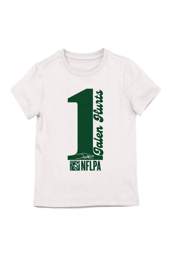 NFLPA Jalen Hurts 1 Girl's White Crew Neck Short Sleeve T-shirt-Small