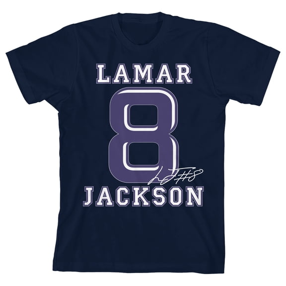 NFLPA Lamar Jackson 8 Youth Navy Crew Neck Short Sleeve T-shirt-Large