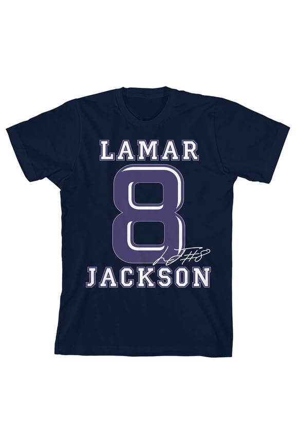 NFLPA Lamar Jackson 8 Youth Navy Crew Neck Short Sleeve T-shirt-Small