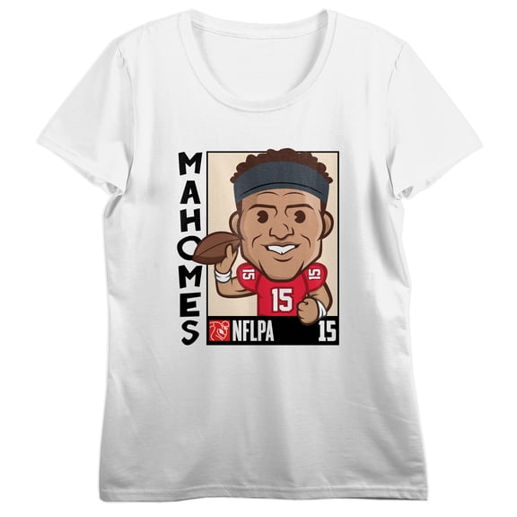 NFLPA Patrick Mahomes Vector Caricature Women's White Crew Neck Short Sleeve T-shirt-XL