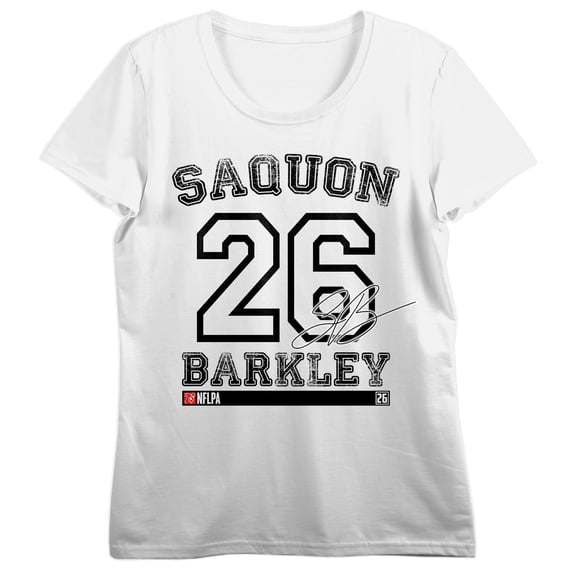 NFLPA Saquon Barkley 26 Women's White Crew Neck Short Sleeve T-shirt-Medium