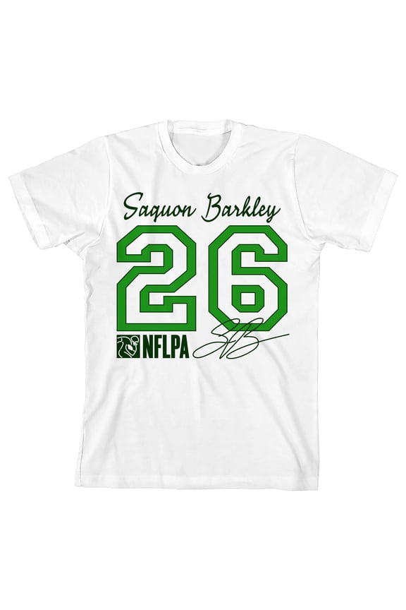NFLPA Saquon Barkley 26 Youth White Crew Neck Short Sleeve T-shirt
-Small