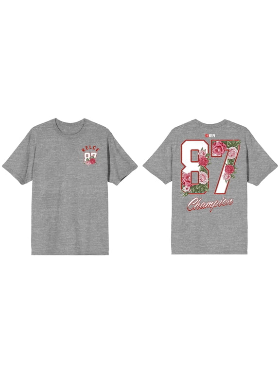 NFLPA Travis Kelce Floral Number Graphic Tee for Men-XXL