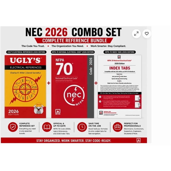 Nfpa 70 NEC 2026 ICC 2021 NATIONAL ELECTRICAL CODES+ Ugly's 2026 DVD + 2026 Index Tabs Combo Set