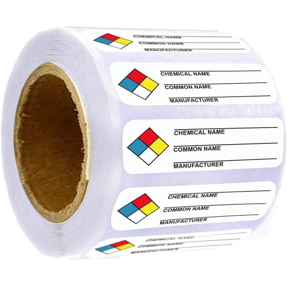 NFPA 704 Chemical Hazard Labels SDS Stickers for Safety Data | Vinyl Write-in Industrial Warning Decals OSHA Compliant Secondary Container Identification for Workplace Lab Safety