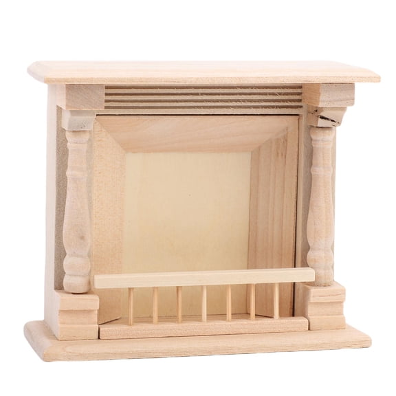 NFTIGB 1:12 Scale Dollhouse Miniature Fireplace, Unpainted Birch Wood DIY Furniture Decoration Accessory for Mini Living Room Scenery, 4.1 x 3.5 x 1.6 Inches / 10.5 x 9 x 4 cm