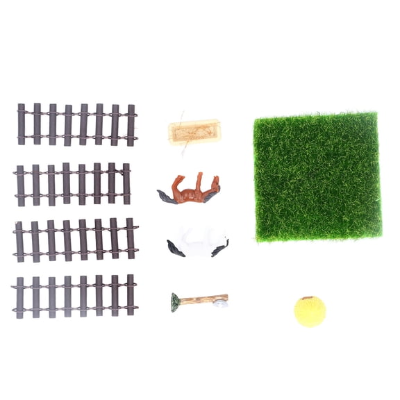 NFTIGB 1:12 Scale Fence Horse Stable Model Dollhouse Miniature Ranch Racecourse Toy Set, Coffee, 5.12 inches / 13 cm Length