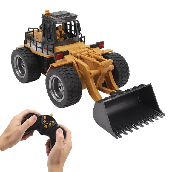 NFTIGB 1:18 Alloy Pushdozer Remote Control 2.4Ghz 9 Channel Dozer Toy with Lights and Sound