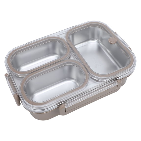 NFTIGB 1.2L Stainless Steel Bento Lunch Box 3-Compartment Detachable Food Container Khaki