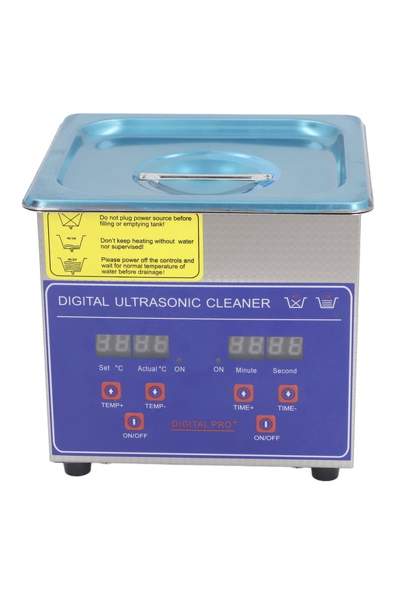 1.3L Ultrasonic Cleaner Machine Professional Ultra Sonic Jewelry Watch Ring Heated Cleaning Machine with Timer Heater EU Plug 220V Silver (1.3 Liters / 43.9 fl oz)