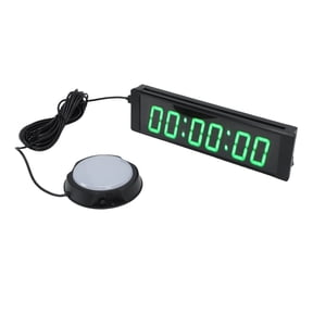 NFTIGB 1.5 Inch 6 Digit LED Race Timer with Wired Button Rechargeable Green Electronic Clock Countdown Stopwatch Wall Mounted Timer for Running Events Exam Exam-Clock (1.5" / 3.8 cm)