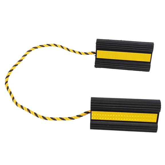 NFTIGB 1 Pair Heavy Duty Wheel Chocks Black Rubber Wheel Stopper with Nylon Rope and Yellow Reflective Tape for Travel Trailers RV Car Camper Truck Safety Blocks 9.06 inches / 23.0 cm