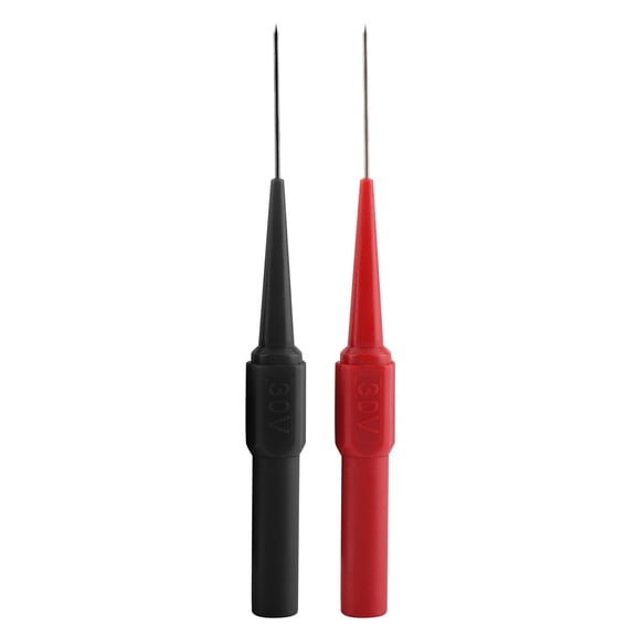 NFTIGB 1 Pair Multimeter Test Probes Insulation Piercing Needles Red Black 79mm Total Length Stainless Steel Copper Soft Handles for Small IC Pins LED Lamps 30V-60V 1A