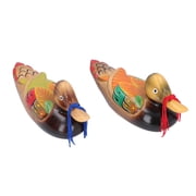 NFTIGB 1 Pair Wooden Mandarin Ducks Figurine Colorful Love Birds Duck Statue Handmade Decorative Sculpture Wedding Ornament 7121V2062 Size 8.66x2.95x3.54 Inches