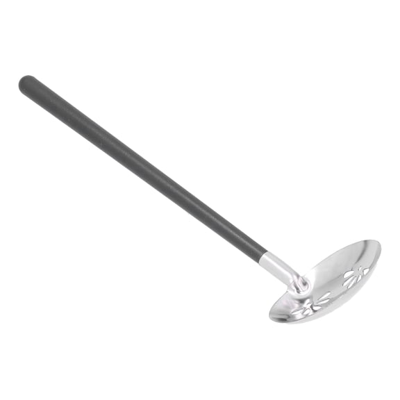 NFTIGB 10.2 Inches / 26 cm Stainless Steel Round Spoon Hot Pot Ladle, Heavy Duty Soup Dinnerware with Black Vinyl Handle for Home Kitchen Restaurant