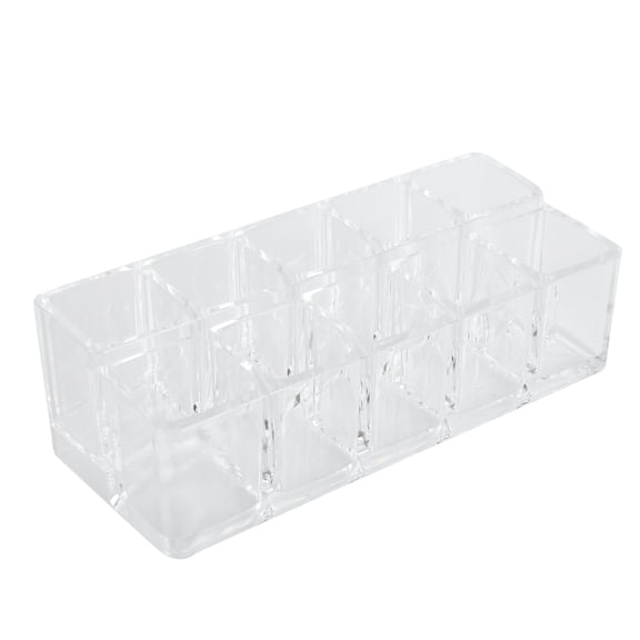 NFTIGB 10 Grid Transparent Acrylic Lipstick Holder Organizer Cosmetics Display Rack Stand, Clear Makeup Storage Box, 6.8 in / 17.2 cm[cite: 1]