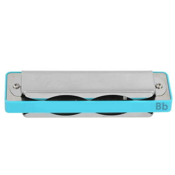 NFTIGB 10-Hole Diatonic Blues Harmonica in Bb Key, Professional Wind Musical Instrument for Beginner Practice with Protective Bag and Cleaning Cloth, Pocket Size AM-20D, Blue