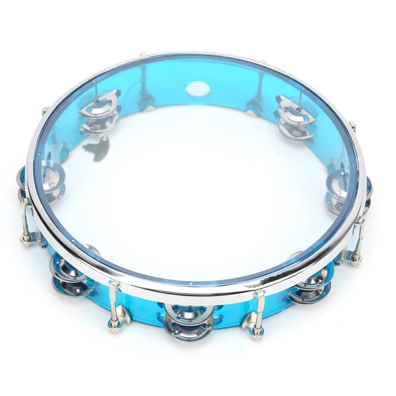 NFTIGB 10-Inch Double-Row Hand Tambourine, Adjustable Percussion Instrument for Party and Performance, Blue (25.4 cm)