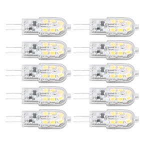 NFTIGB 10-Pack G4 LED Bulbs, Dimmable 12V Bi-Pin Base Landscape Light Bulbs with Transparent Shell, High Color Rendering 6500K Bright White Light for Home and Office Lighting (12x39mm/0.47x1.53in)