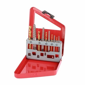 NFTIGB 10 Pcs Drill Bit Screw Extractor Set Left Hand Titanium Plated Alloy Steel Broken Screw Remover Stripped Bolt Extractor Kit (14.00 x 11.00 x 2.00 inches / 35.56 x 27.94 x 5.08 cm)