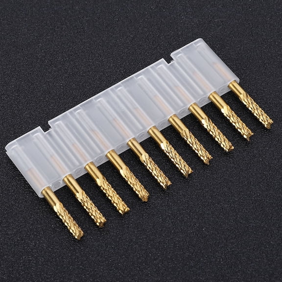 NFTIGB 10-Piece Carbide End Mill Set 1/8 Inch (3.175mm) Shank Titanium Coated CNC PCB Engraving Bit Rotary Burrs Cutting Tool for Plastics Wood Metal DIY Projects