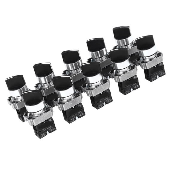 NFTIGB 10-Piece XB2 Rotary Switch, 3-Position Self-Locking Knob Selector Switch for Power Tools, Vehicles, and Lamps, AC 240V (22mm / 0.87in Hole Size)