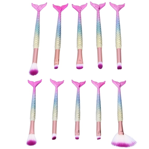 NFTIGB 10 Pieces Makeup Brushes Set, Soft Synthetic Bristles Cosmetic Brushes Kit for Face Eyeshadow Foundation Blush Lip Concealer Highlighters, Beauty Tools (7.48 inches / 19 cm)
