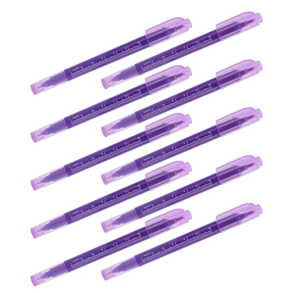 NFTIGB 10 Set Purple Skin Marker Pen Double Headed Eyebrow Measurement Positioning Tool with Ruler for Beauty Salon, 7.87 inches / 20 cm Length, Liquid Form